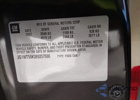 2008 Chevrolet Impala Lt z USA, uszkodzony, nr VIN 2G1WT58K389257586